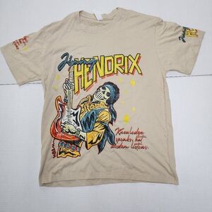 Jimi Hendrix Men's Size Large Graphic Print Beige T-shirt